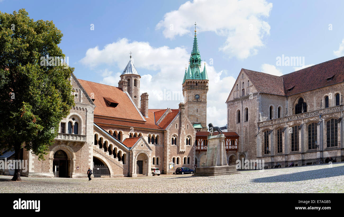 Il castello di Dankwarderode e Brunswick, St. Cattedrale di San Blasii, Braunschweig, Brunswick, Bassa Sassonia, Germania, Europa Foto Stock