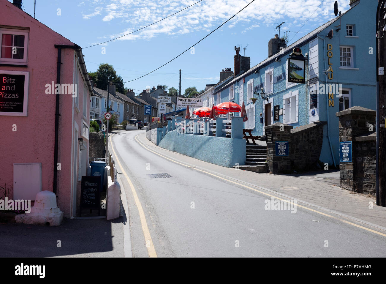 Nuova banchina Galles Estate Tempo occupata Blue Sky vacanza a caldo Foto Stock