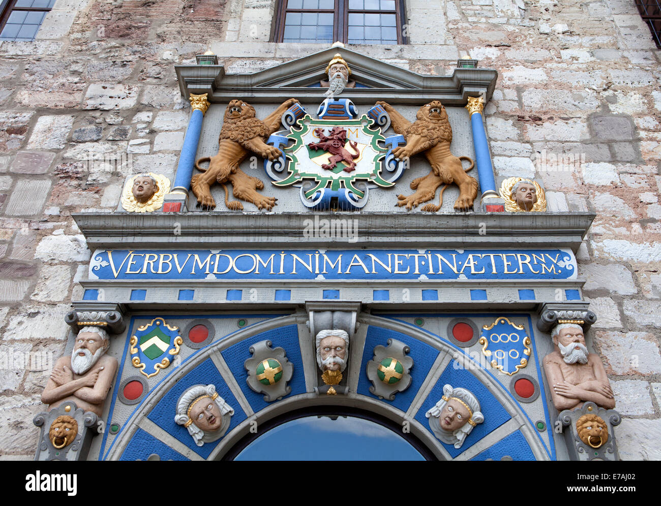 Portale rinascimentale, Gewandhaus dalla piazza del mercato della città vecchia, Brunswick, Bassa Sassonia, Germania, Europa Foto Stock