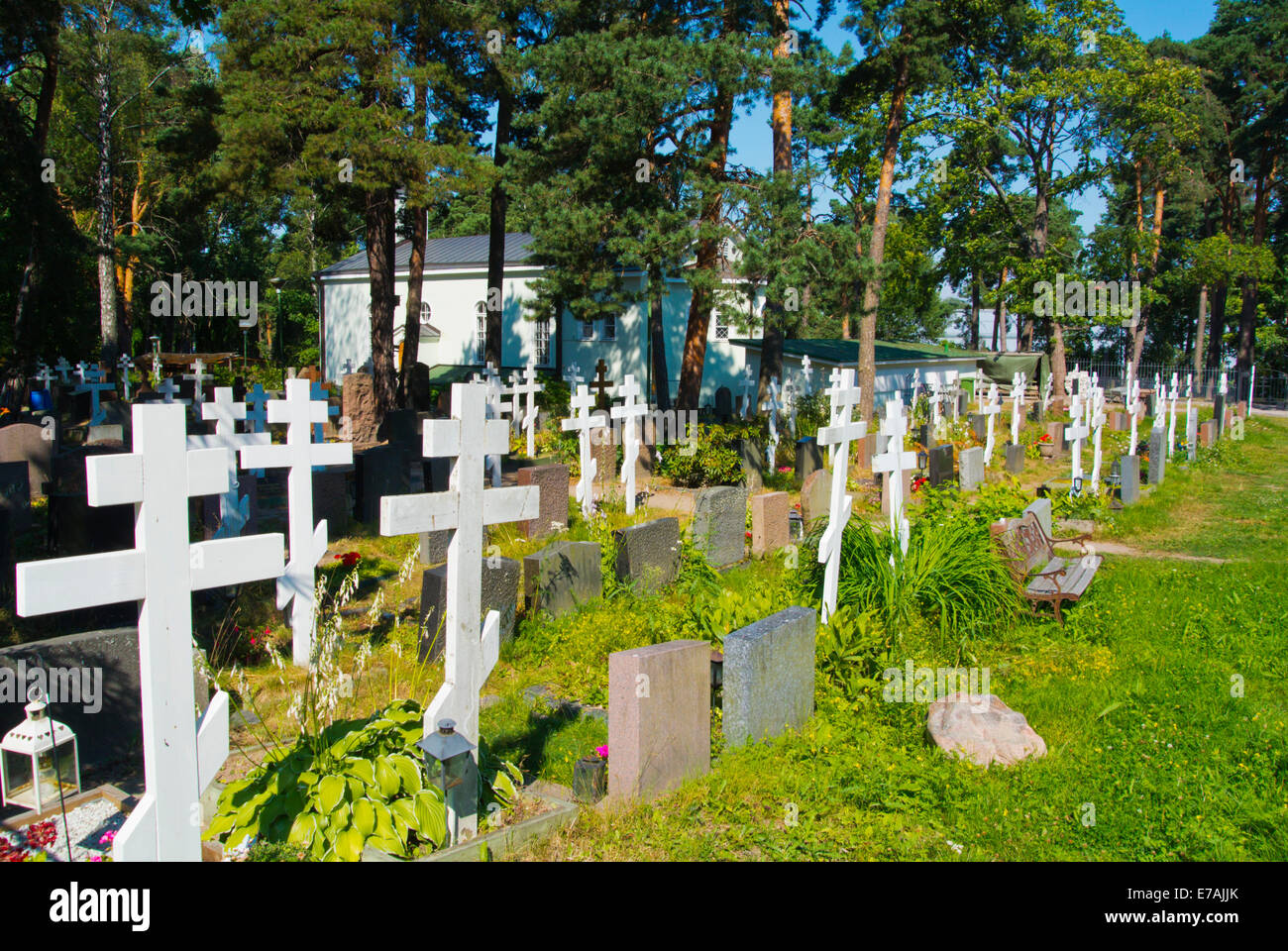 Ortodosso orientale cimitero di San Nicola, cimitero Hietaniemi, Helsinki, Finlandia, Europa Foto Stock