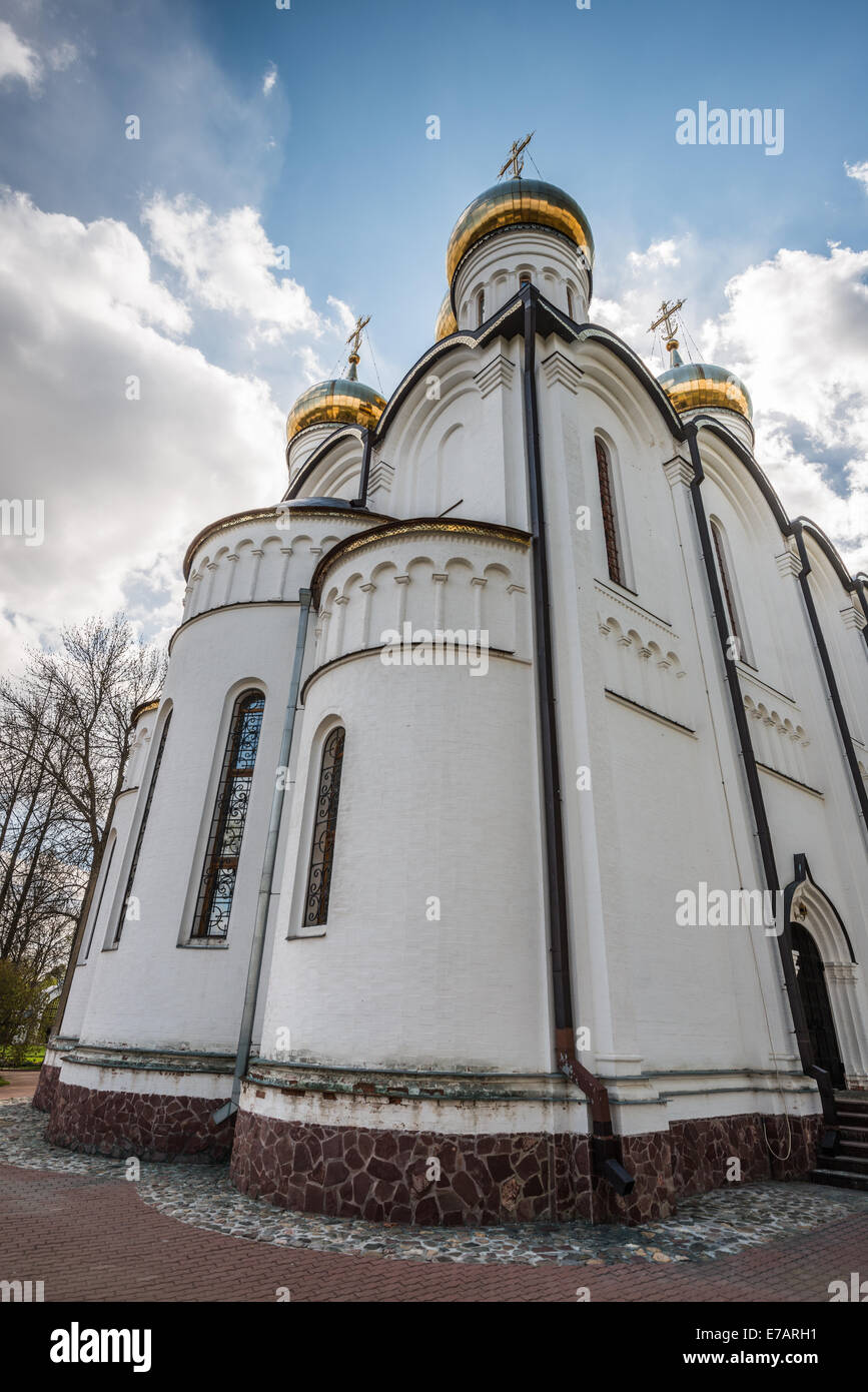 La diminuzione di prospettiva di San Nicola (Nikolsky) cattedrale lato posteriore in corrispondenza Pereslavl-Zalessky Foto Stock