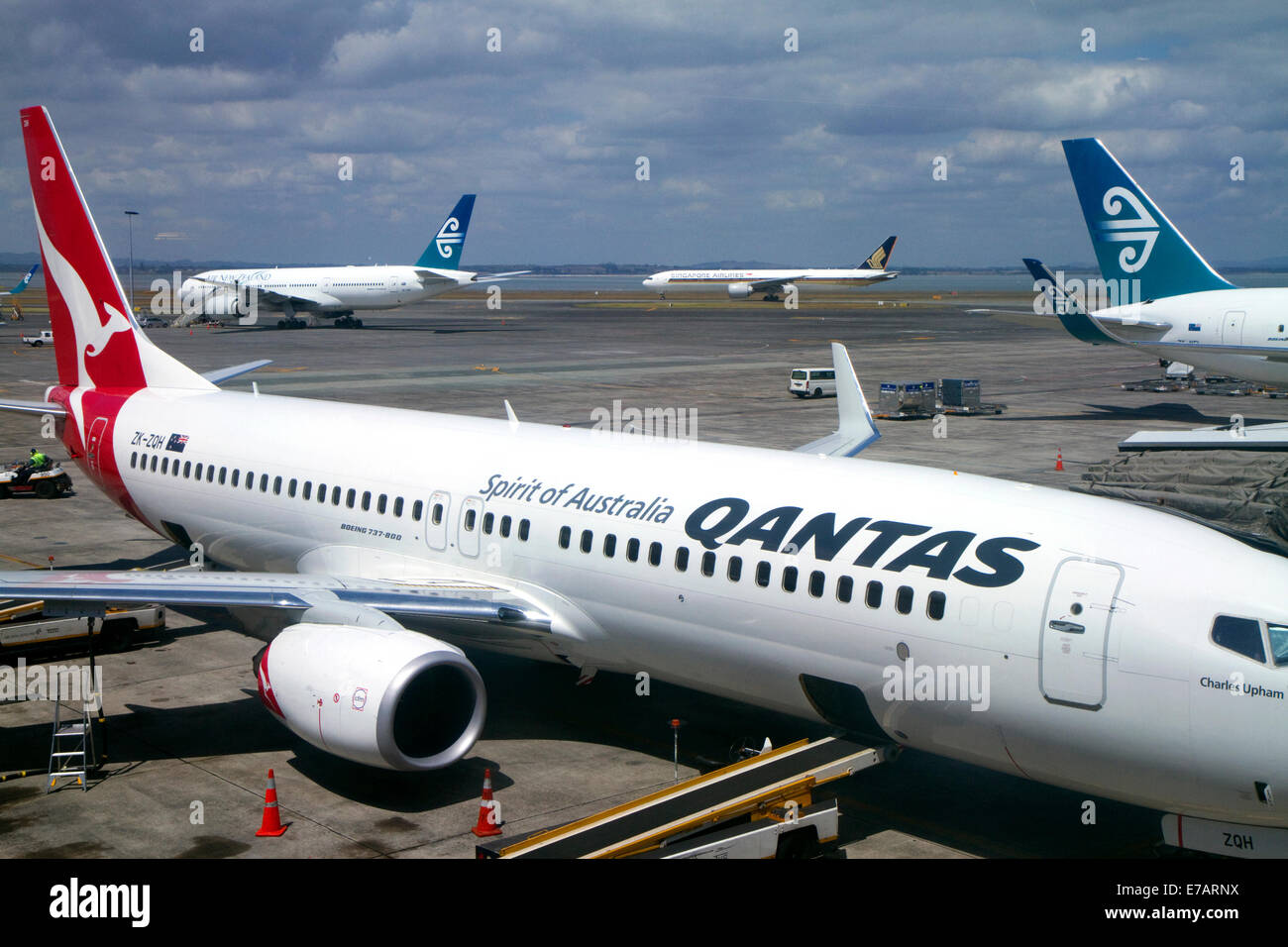 In aereo Aeroporto di Auckland Auckland, Isola del nord, Nuova Zelanda. Foto Stock