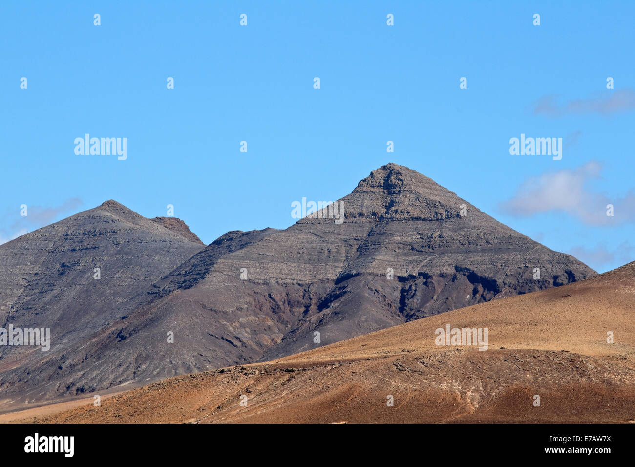 Vista dell'est dall'Embalse de los Molinos nel midwestern Fuerteventura Foto Stock