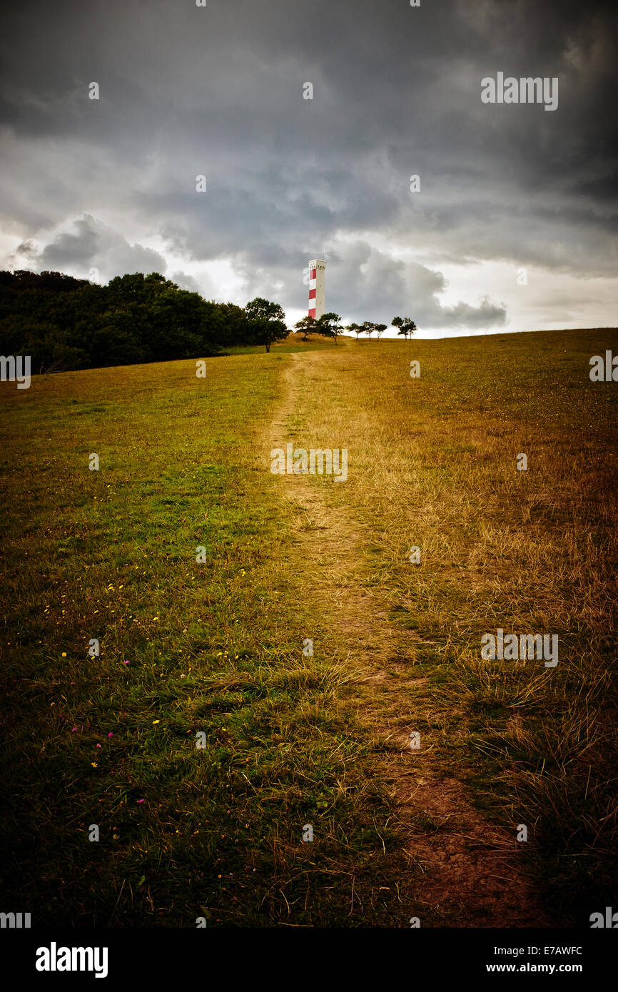 La testa di Gribbin torre di segnalazione, Fowey, Cornwall, Inghilterra, Regno Unito. Foto Stock