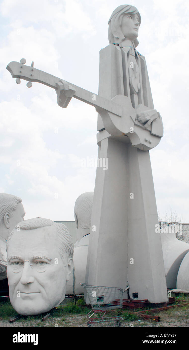 Gigantesca scultura dei Beatles e Presidenti capi a Houston in Texas Foto Stock