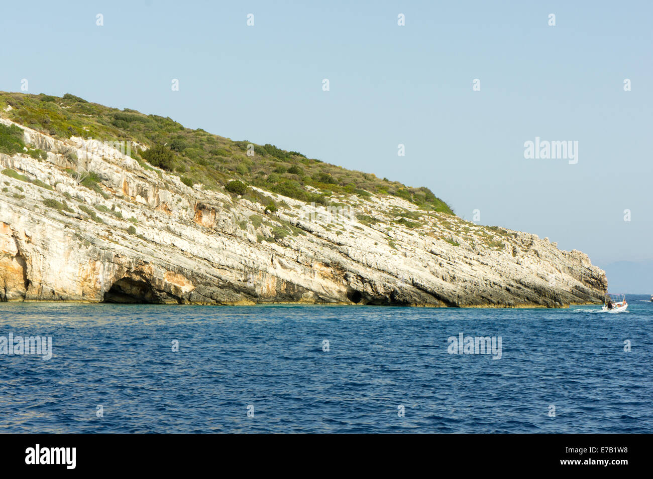 Grotte blu sull'isola di Zante, Grecia Foto Stock