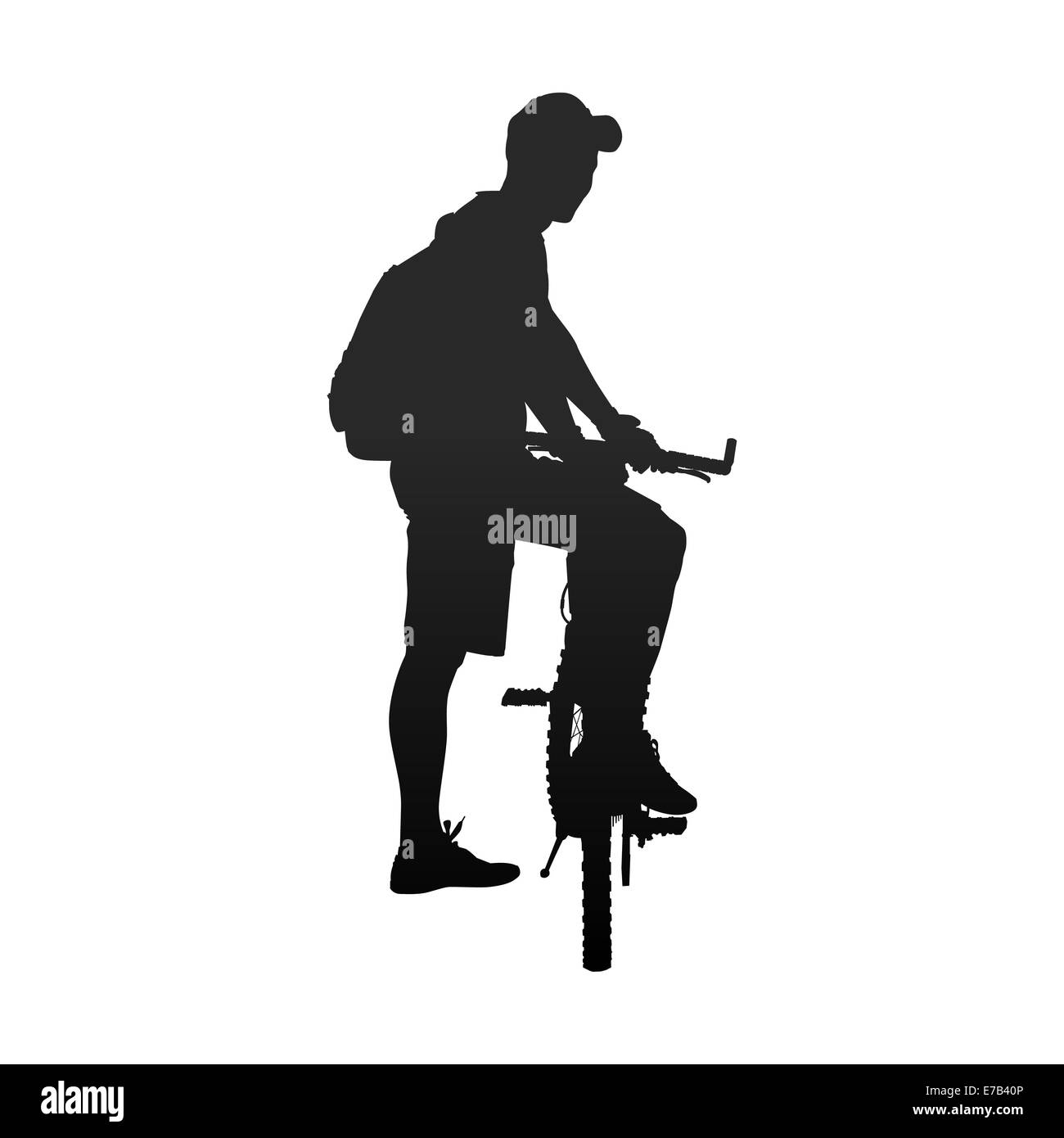 Silhouette di uomo con noleggio biciclette Foto Stock