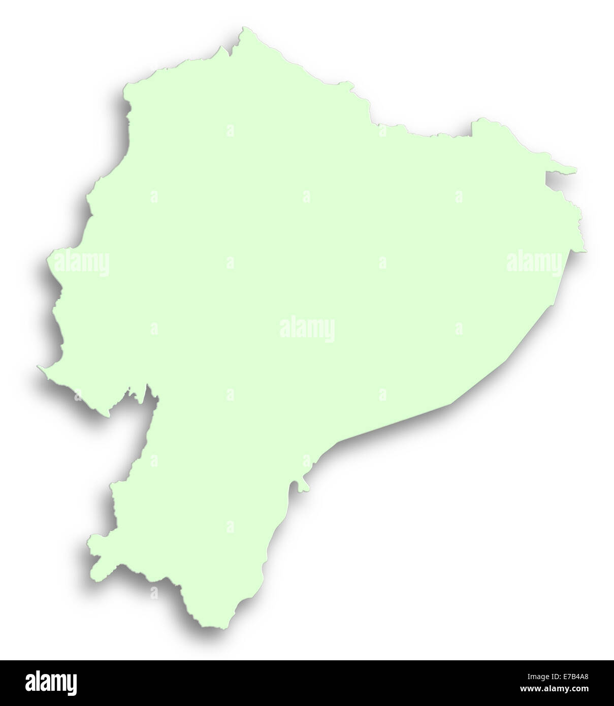 Mappa di Ecuador, verde isolato su bianco Foto Stock