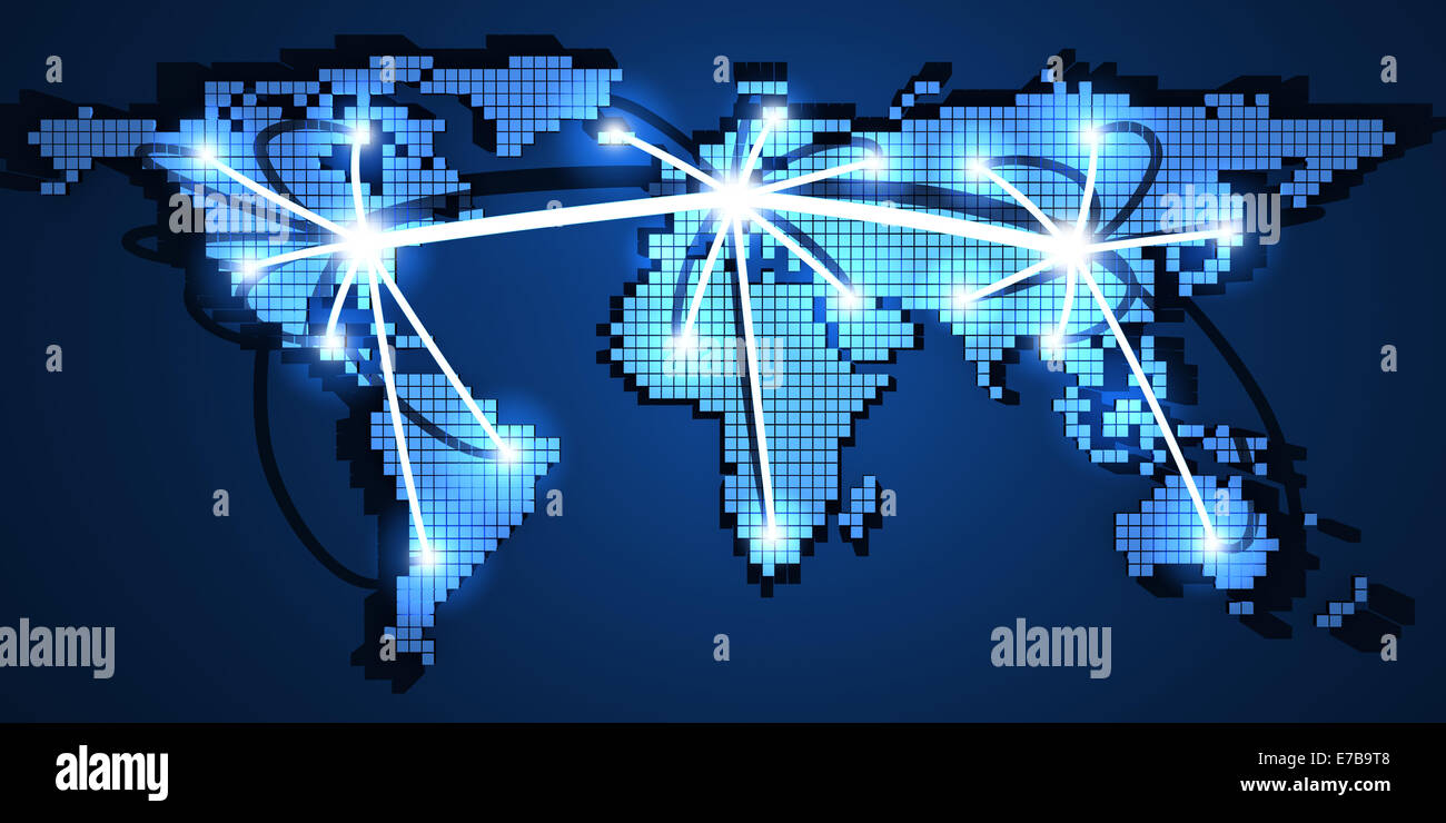 World-wide web su sfondo blu (fatto in 3d) Foto Stock