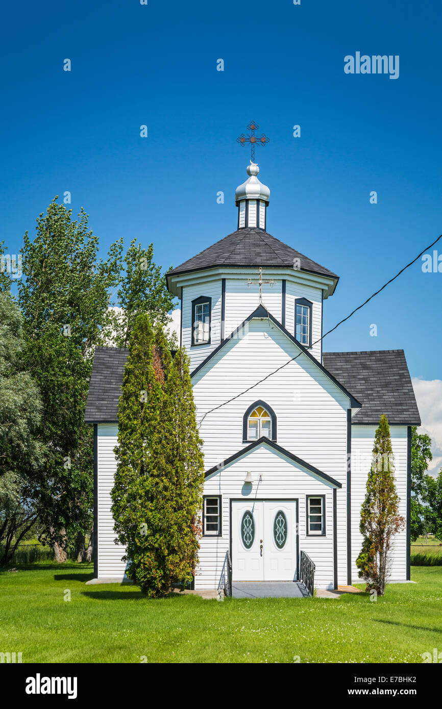 La Trinità Santa Chiesa Cattolica Ucraina a Stuartburn, Manitoba, Canada. Foto Stock