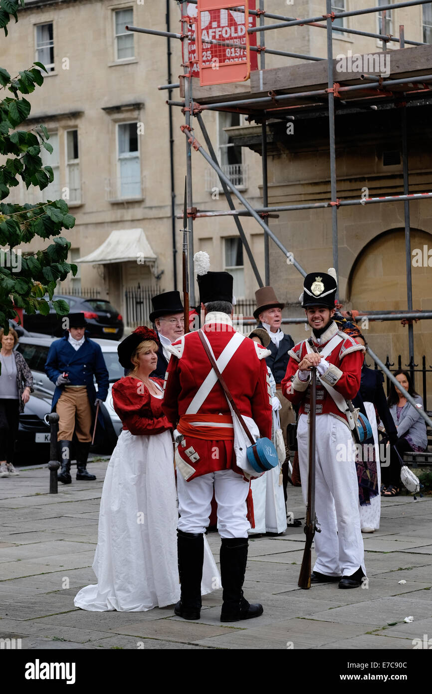 Jane Austen Grand Regency Promenade in costume a Bath - 13 Settembre 2014 Foto Stock