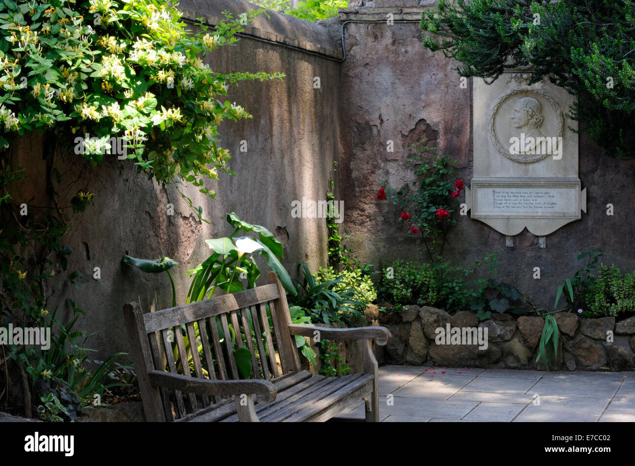 Il luogo di sepoltura di John Keats al Cimitero degli Inglesi a Roma, Italia Foto Stock