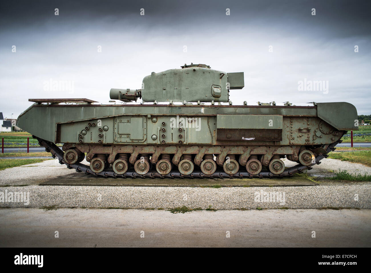 Mark IV Churchill Avre serbatoio in Lion-sur-Mer Normandia Foto Stock