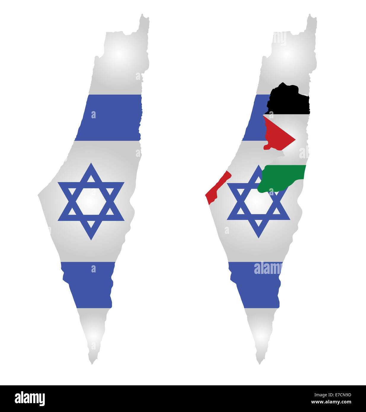 Bandiera di Israele sovrapposto sulla mappa di contorno Foto Stock