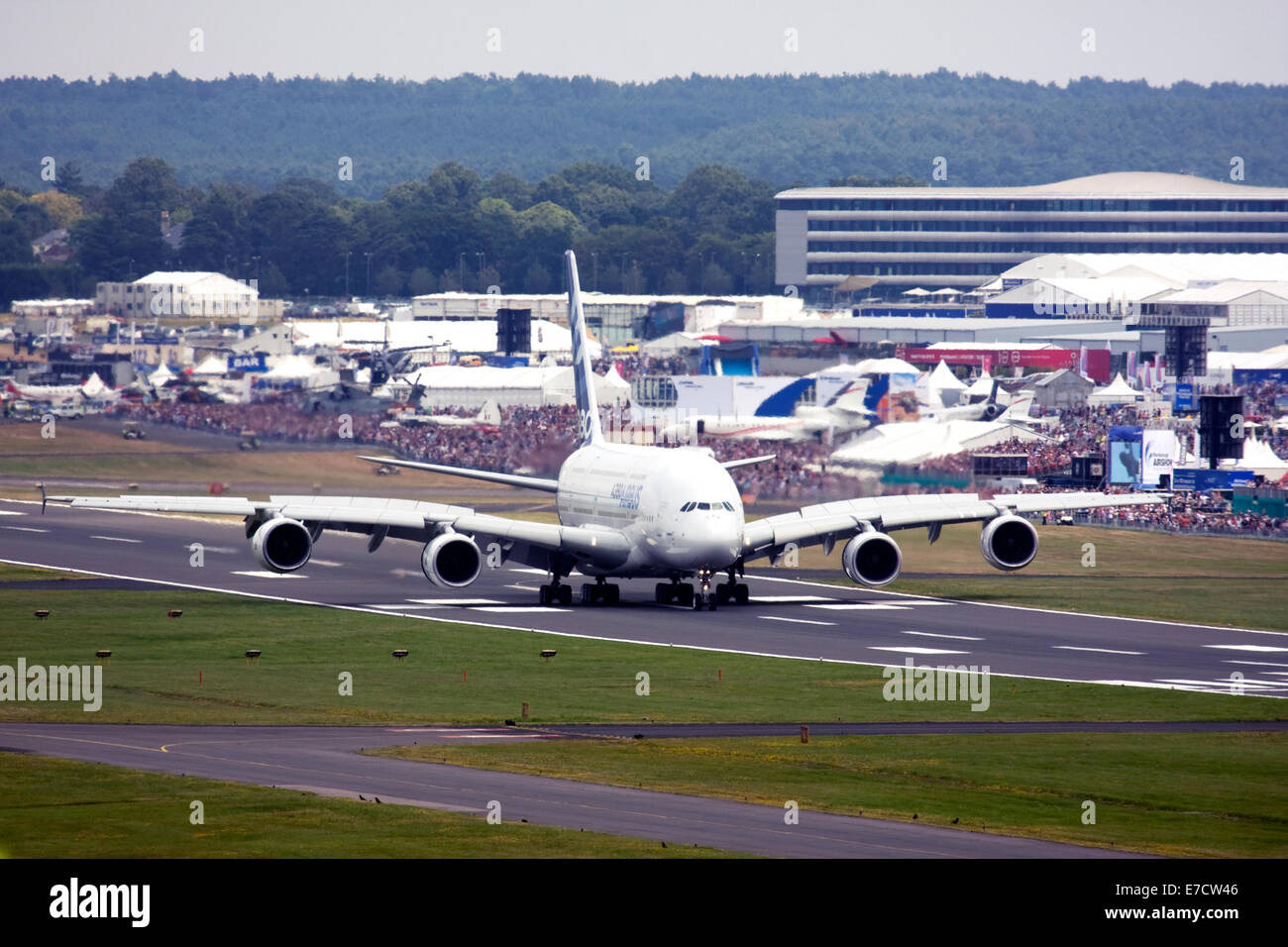 Airbus A380-841 a Farnborough Airshow internazionale 2014 Foto Stock
