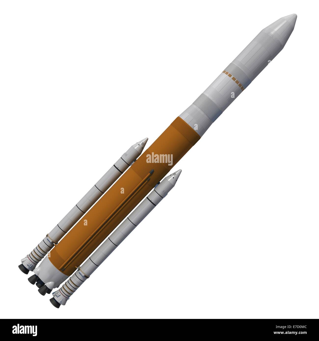 Cargo razzo di lancio. Modello 3D su sfondo bianco. Foto Stock