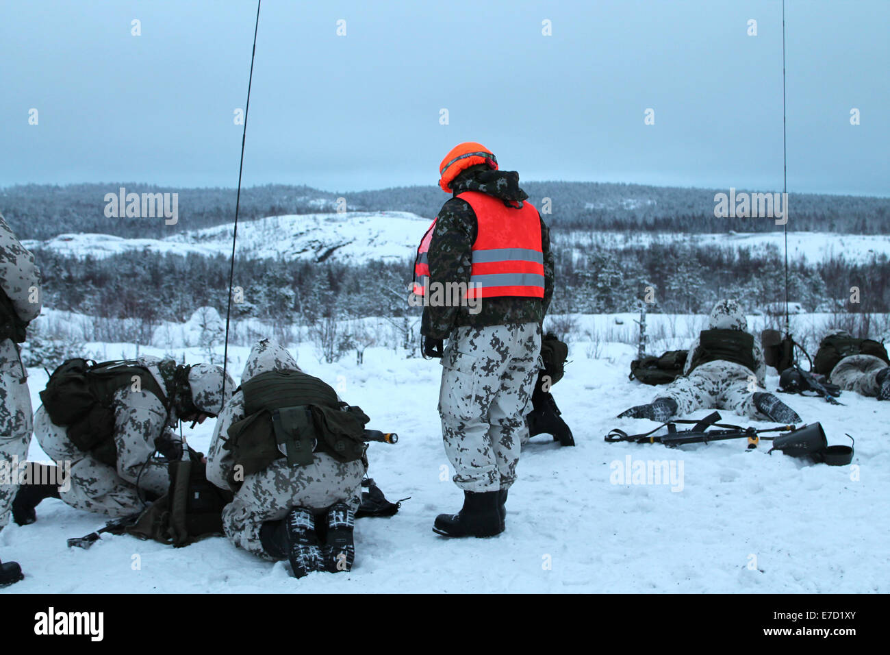 Difesa finlandese esercitare forze in Pahkajärvi, Finlandia Foto Stock