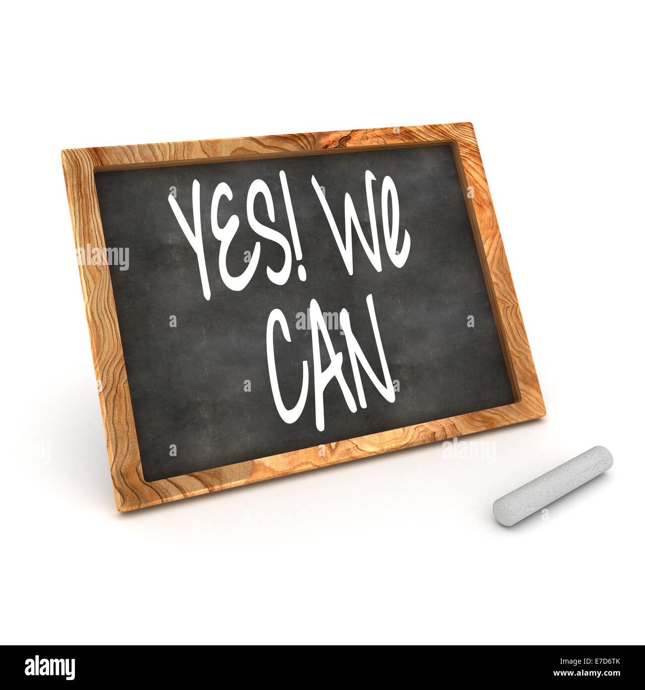 Un colorato rendering 3D illustrazione concettuale che mostra "Yes We Can", scritto su una lavagna con gesso Foto Stock