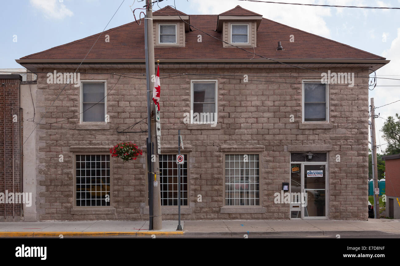 Un vecchio edificio in pietra nel centro cittadino di Caledonia, Ontario, Canada. Foto Stock