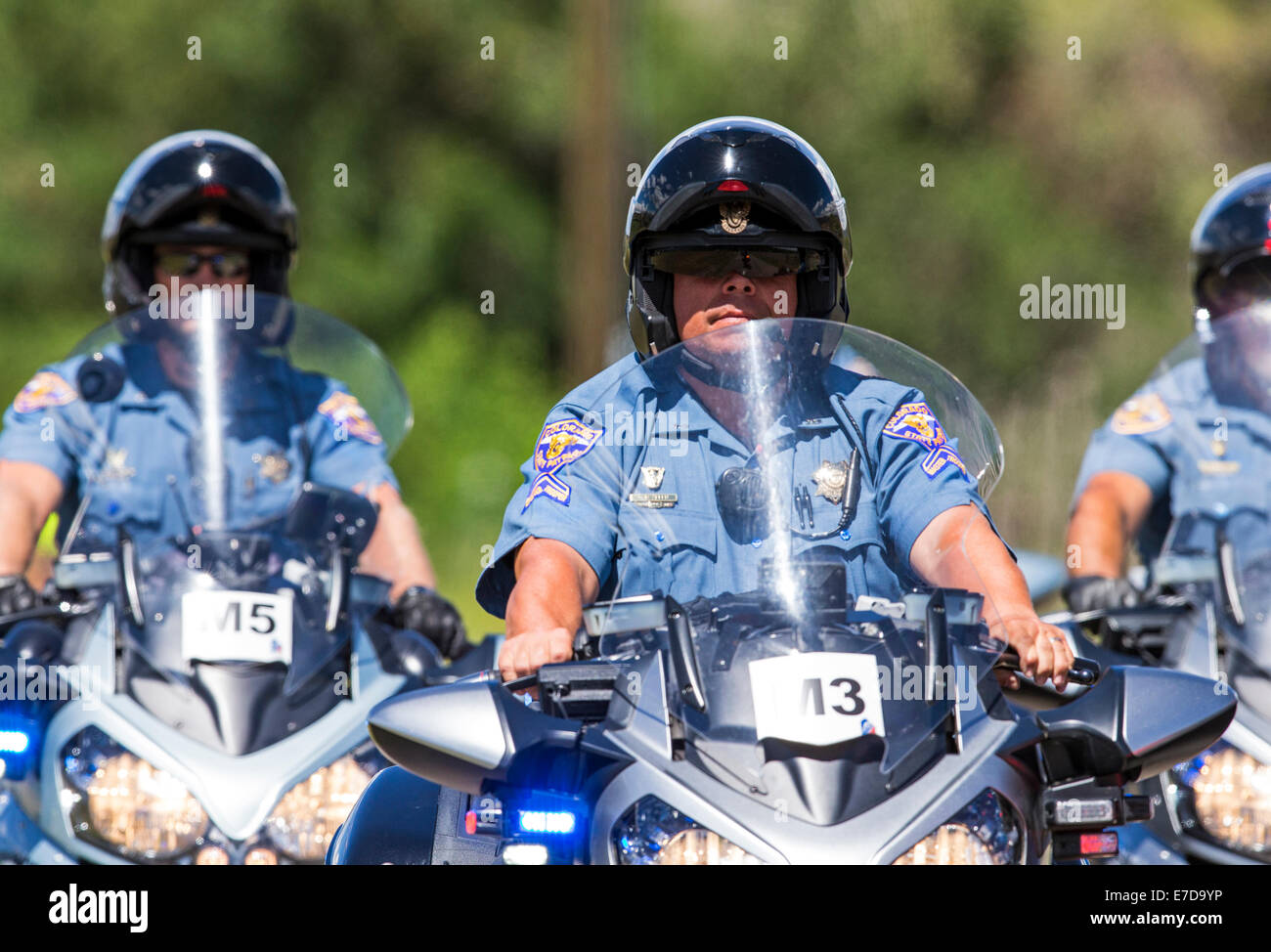 Colorado Polizia di Stato motocicli, USA Pro Challenge bike race, stadio 3, central Colorado, STATI UNITI D'AMERICA Foto Stock