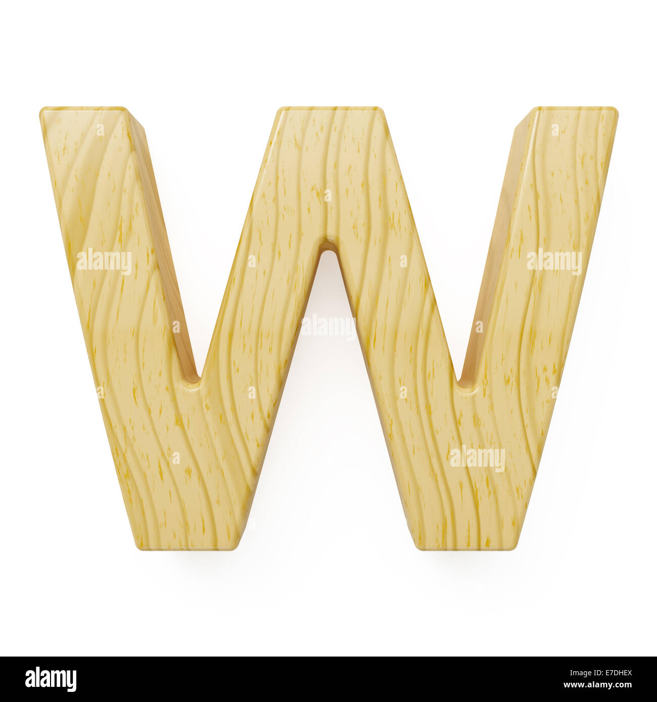 Alfabeto di legno simbolo a lettera - W. isolati su sfondo bianco Foto Stock