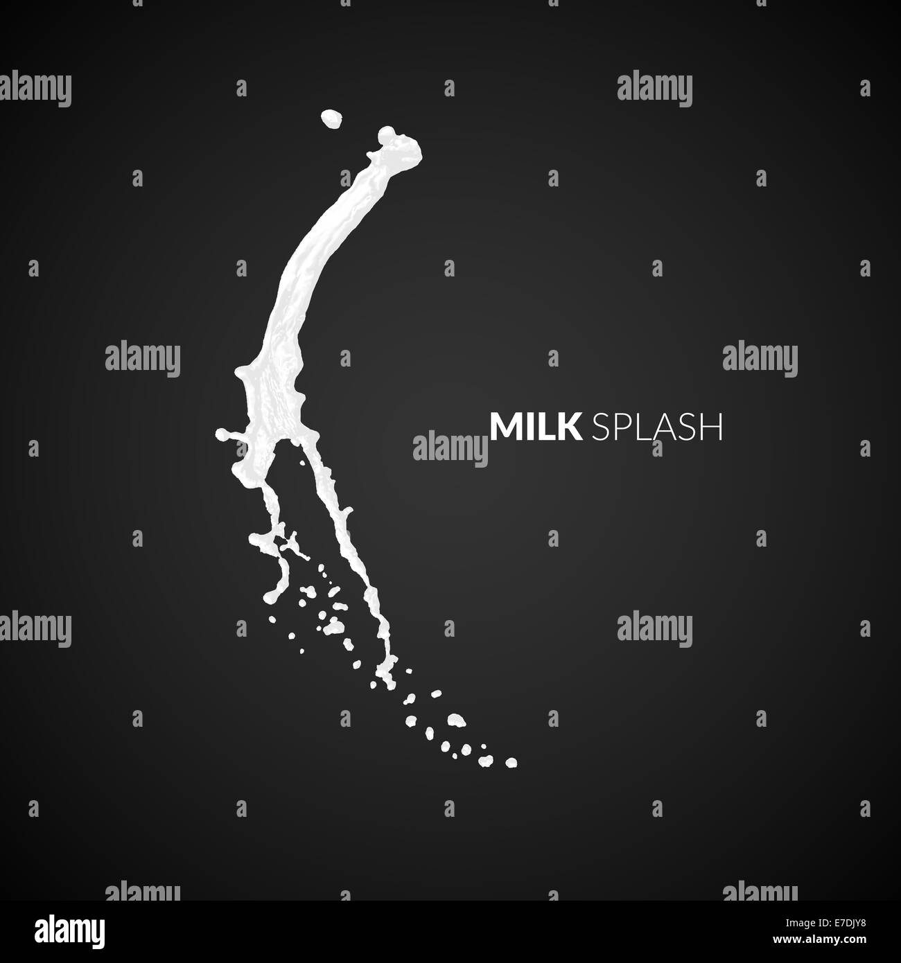 Latte splash, isolati su sfondo nero Foto Stock