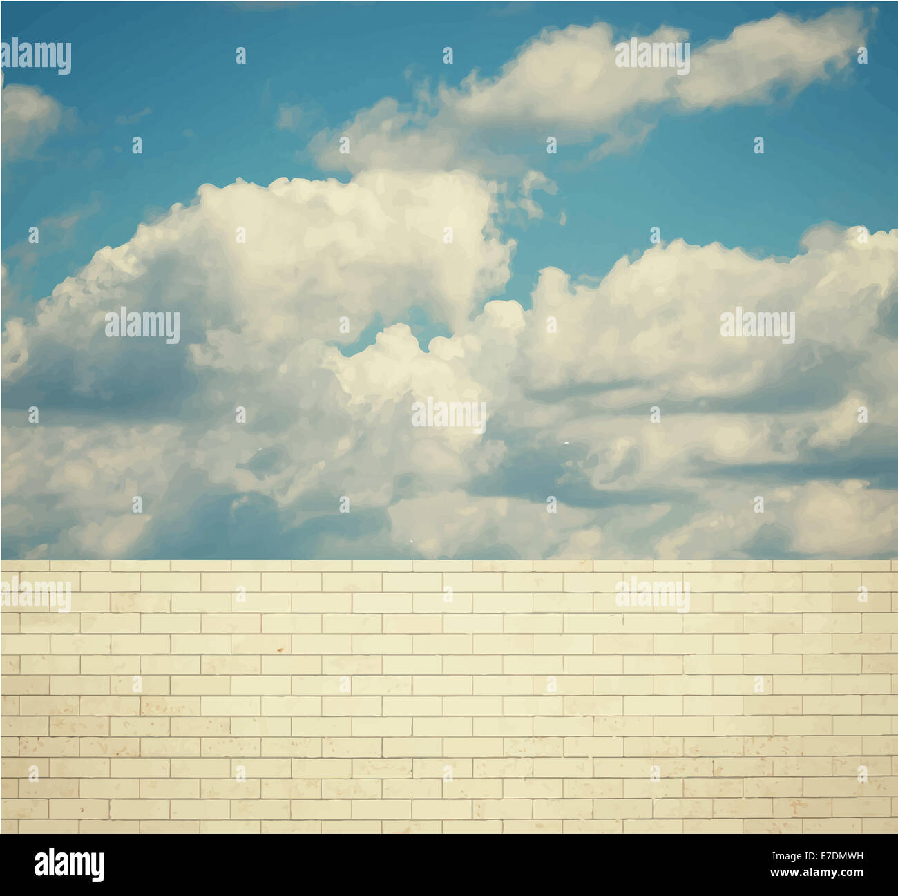 Muro di mattoni con le nuvole e il cielo Foto Stock