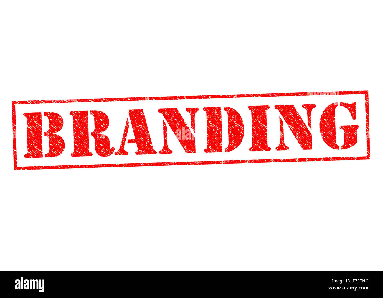 Rosso BRANDING timbro di gomma su uno sfondo bianco. Foto Stock