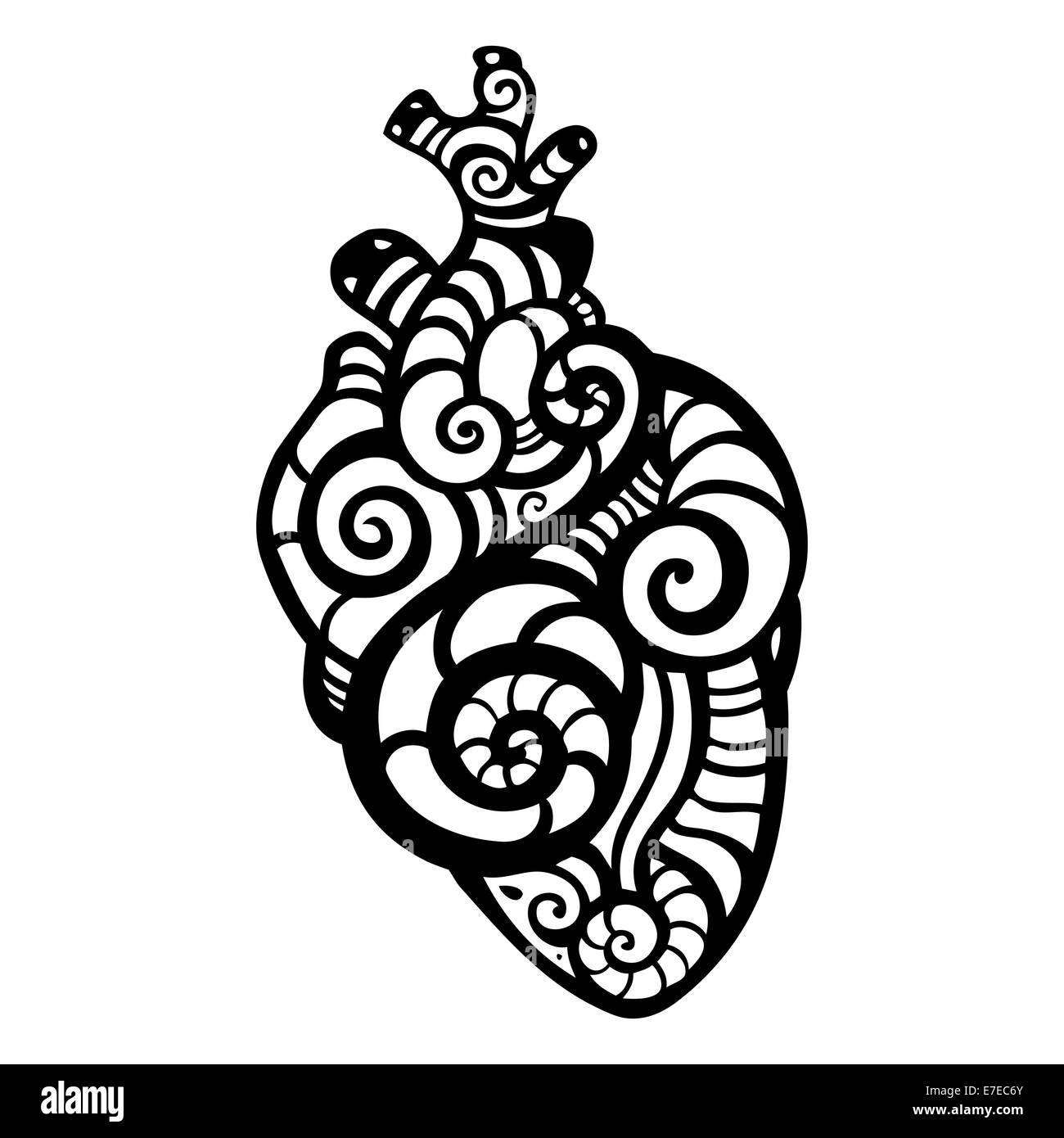 Cuore decorativo. Modello etnico. Foto Stock