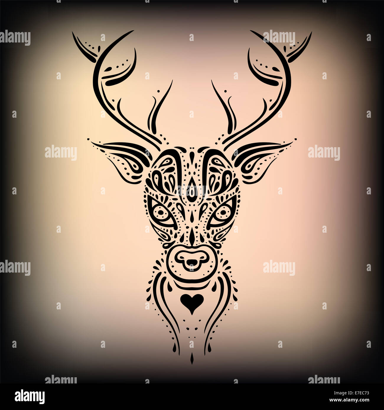 Testa di cervo. Modello etnico. Foto Stock