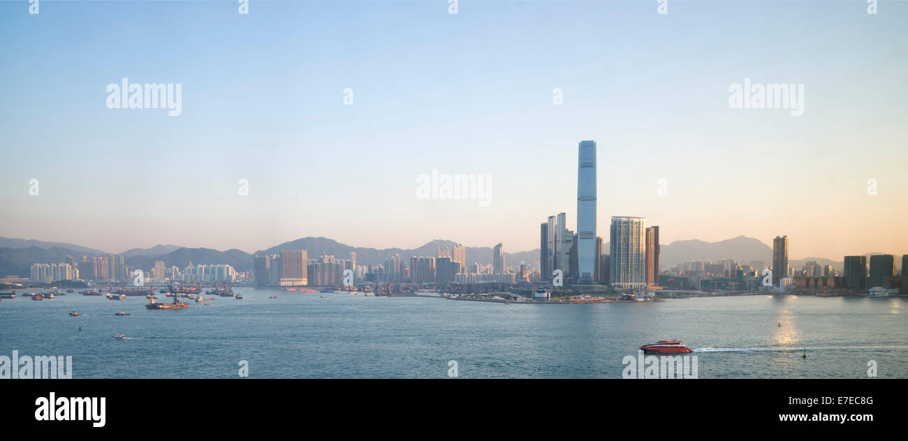 Skyline di hong kong vista la mattina Foto Stock