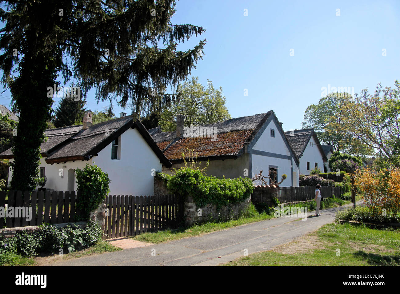 Antiche case coloniche in Szigliget, lago di Balaton, Ungheria Foto Stock