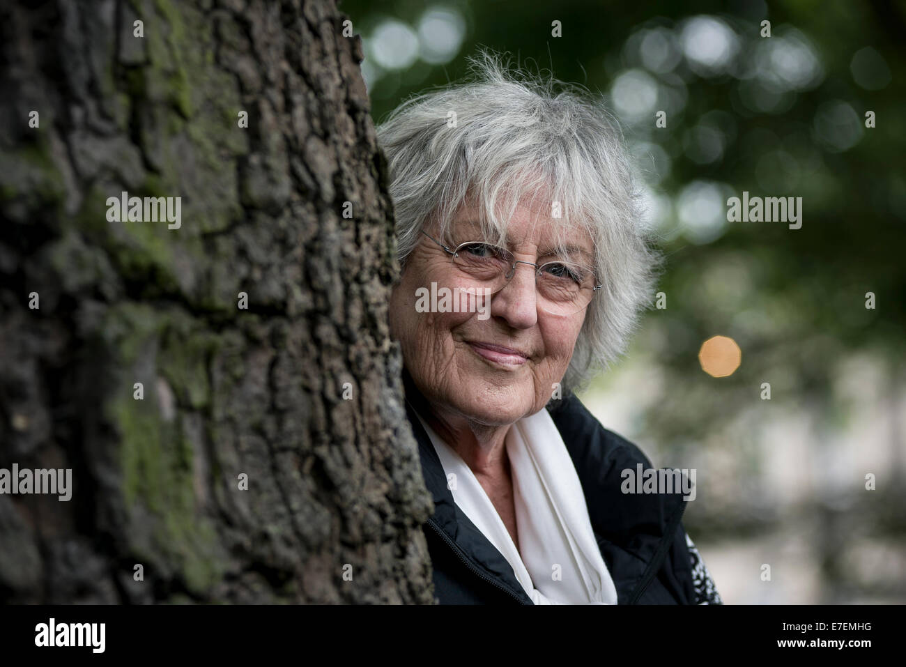 Australian teorico, accademico e giornalista, Germaine Greer appare in Edinburgh International Book Festival. Foto Stock