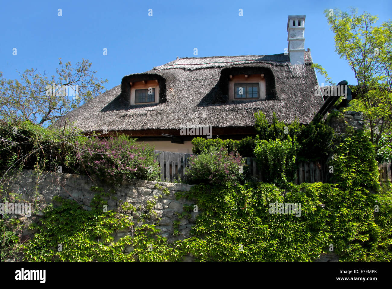 Antiche case coloniche in Szigliget, lago di Balaton, Ungheria Foto Stock