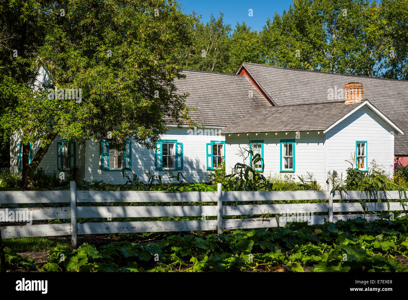 La casa fienile al mennonita Heritage Village in Steinbach, Manitoba, Canada. Foto Stock
