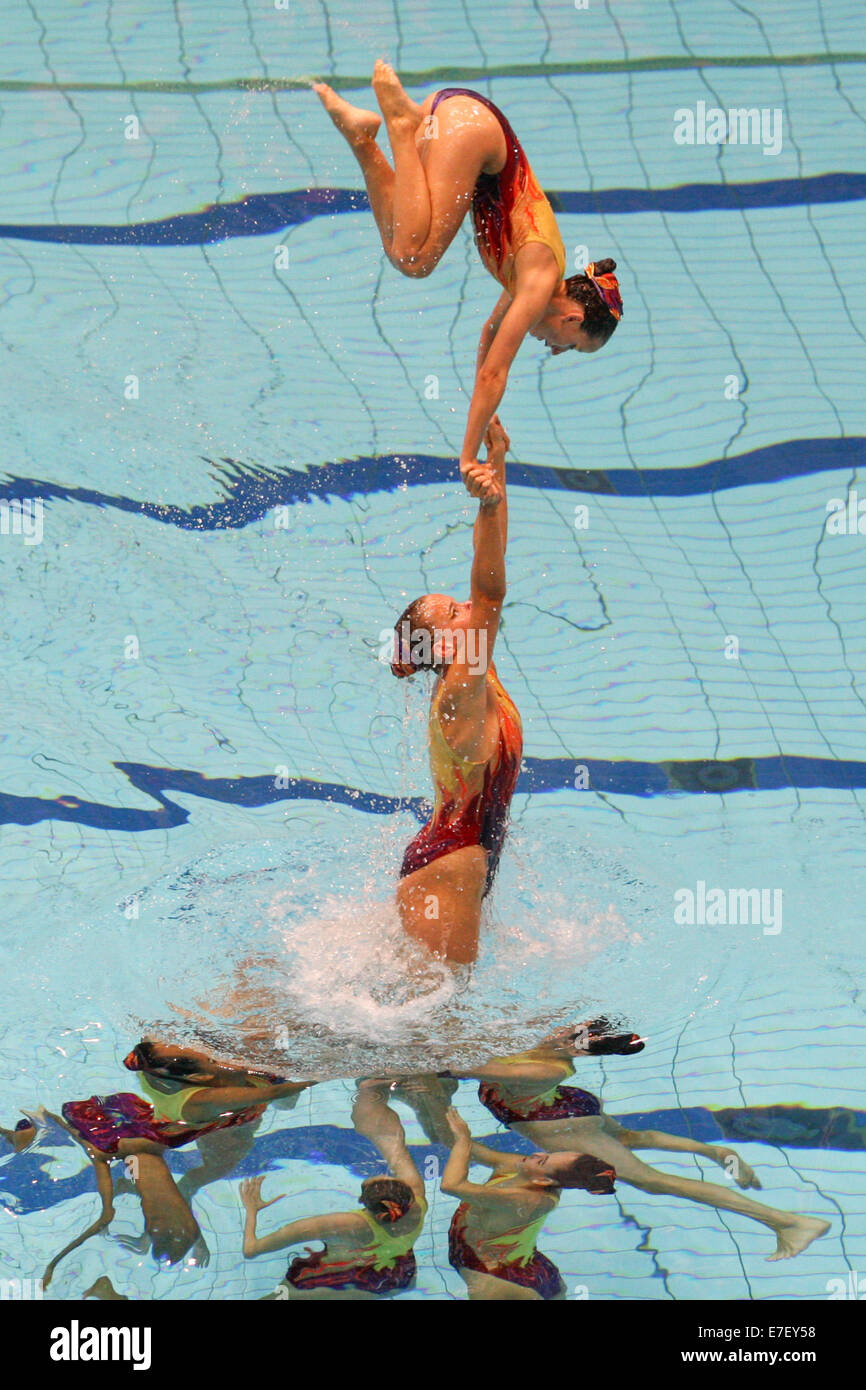 16.08.2014, Berlino, Germania. LEN European Swimming Championships, syncronised nuoto; Team Svizzera Foto Stock