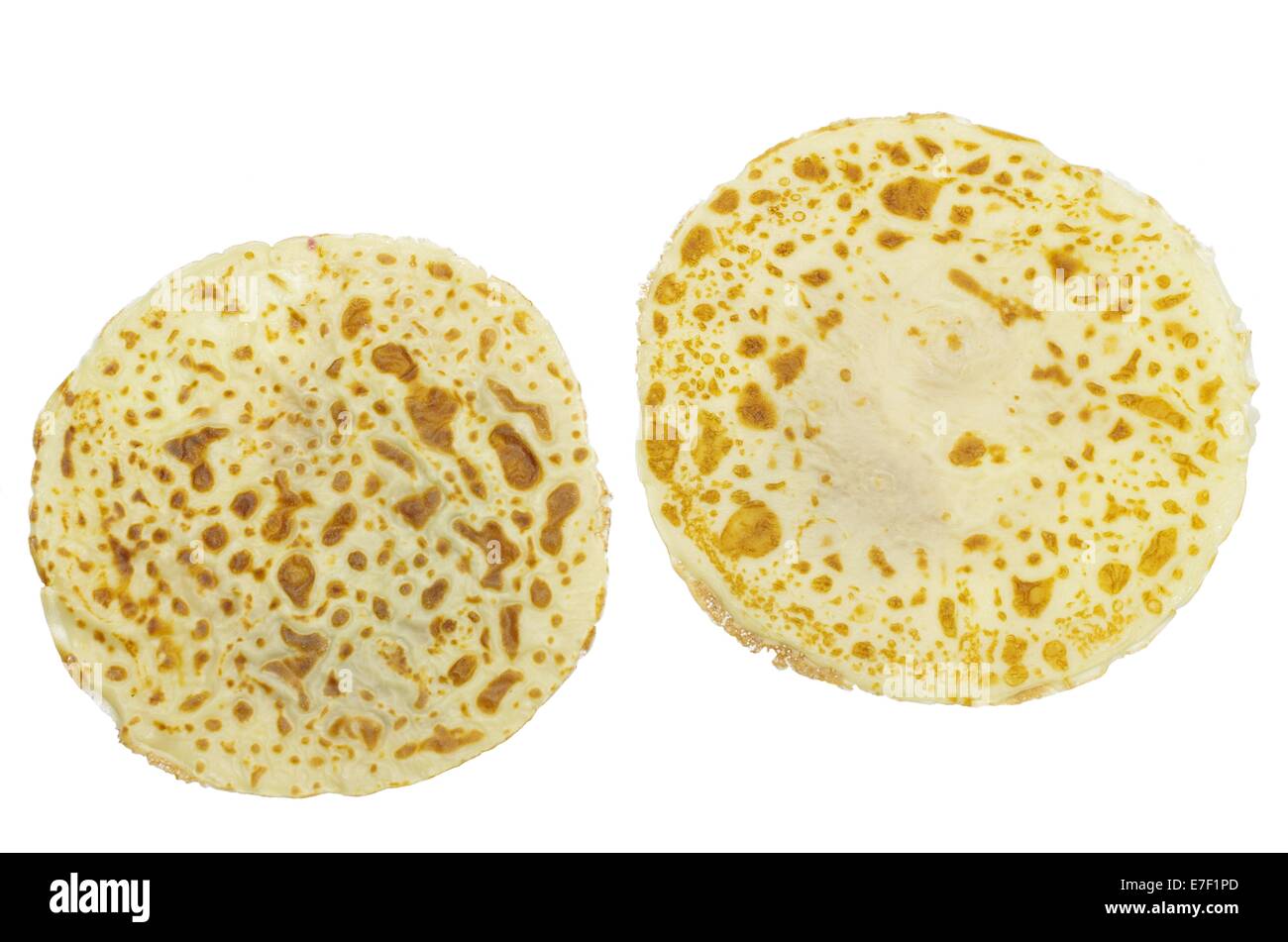 Pancake appetizingfried su sfondo bianco Foto Stock