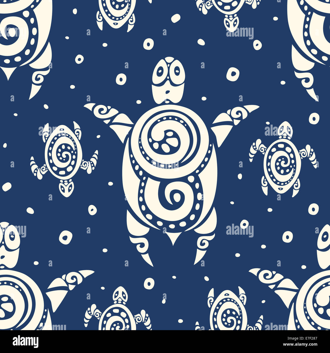 Le tartarughe di mare. Vettore di Seamless pattern. Foto Stock