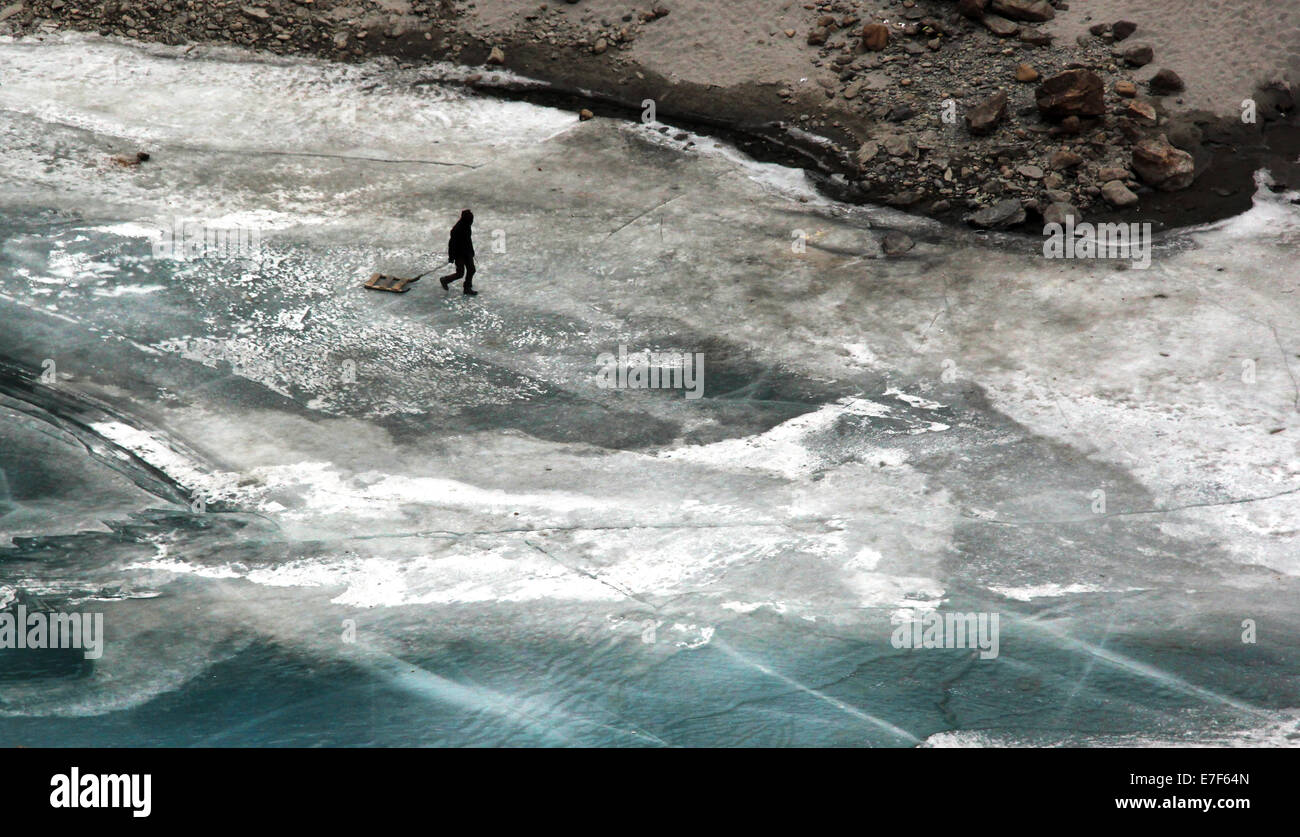 Chadar Trek sul fiume Zanskar Ladakh Foto Stock