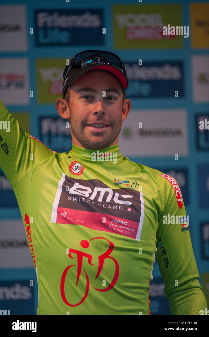 Sebastian Lander vince il Yodel Direct Sprint Jersey all'amici Vita Tour della Gran Bretagna final Foto Stock