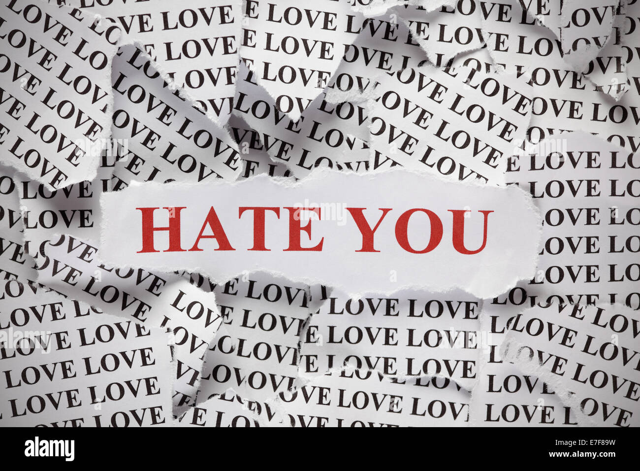 Ti Odio Pezzi Di Carta Strappati Con La Parola Amore E La