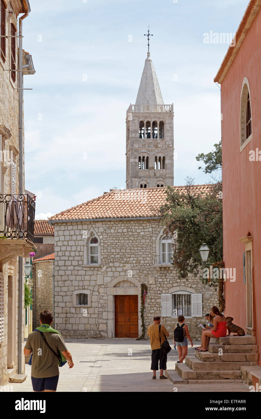 Torre di Santa Maria la beata, la città vecchia, la Città di Rab, isola di Rab, golfo di Kvarner, Croazia Foto Stock
