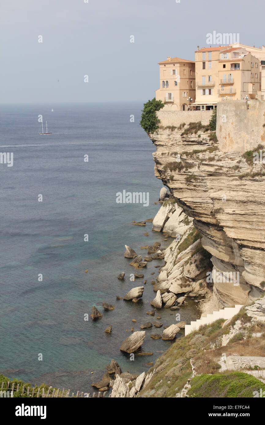 Vista panoramica di Bonifacio, Corsica, nel sud della Francia Foto Stock