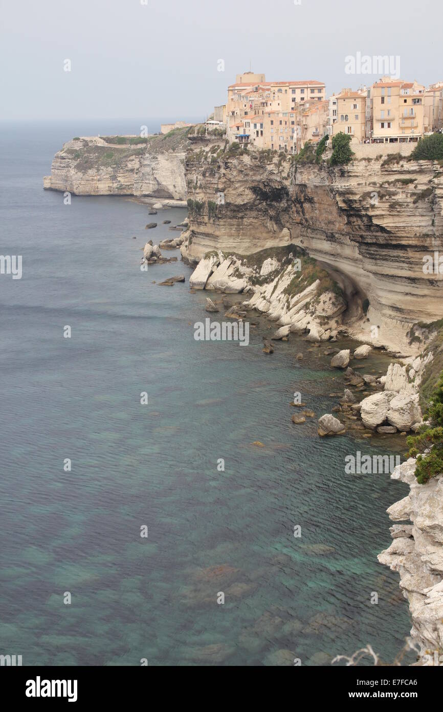 Vista panoramica di Bonifacio, Corsica, nel sud della Francia Foto Stock