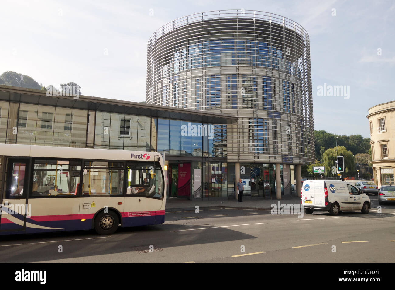 Stazione degli autobus di Bath, Città di Bath, Inghilterra, Regno Unito Foto Stock