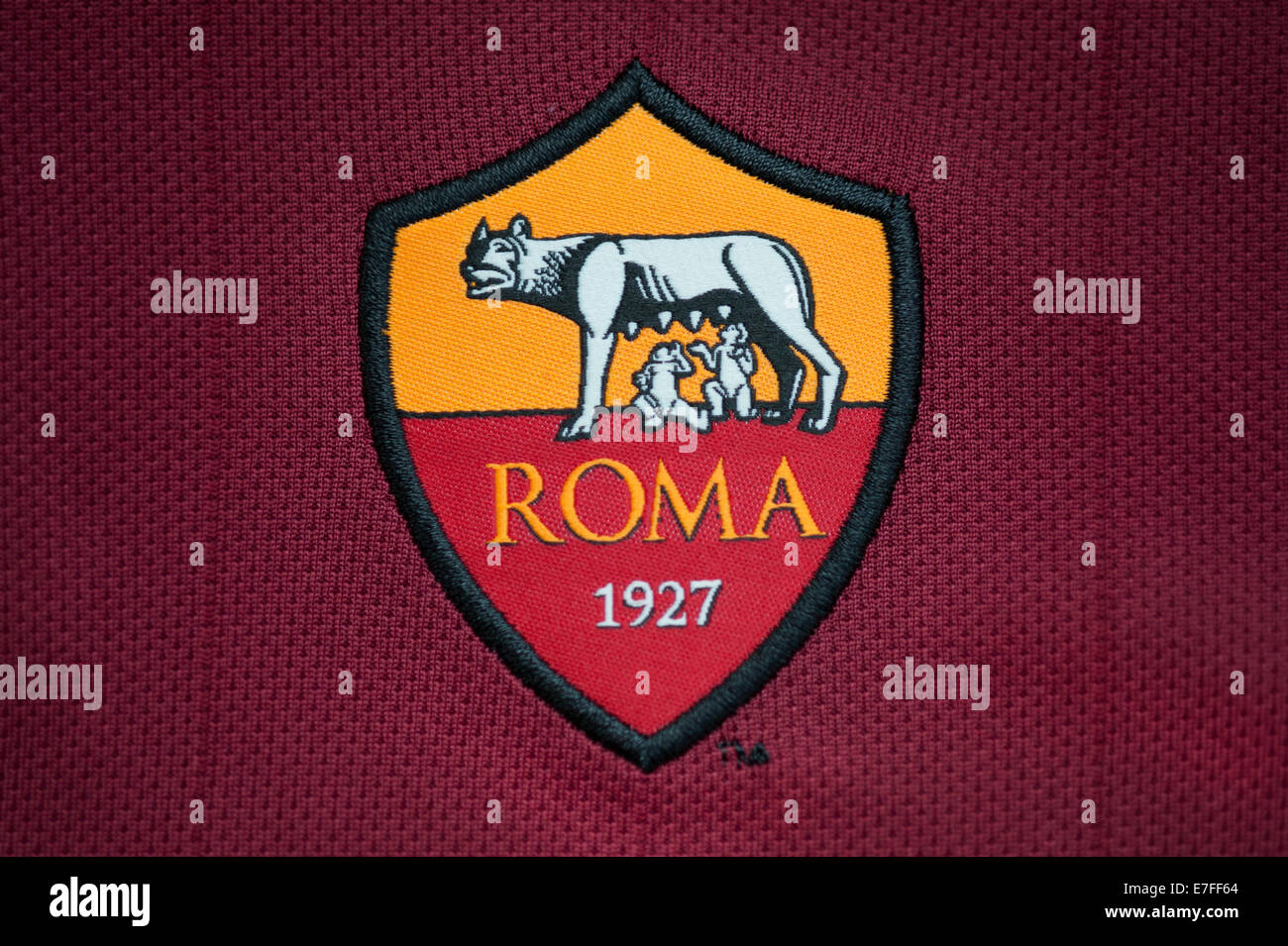 Close up A.S. Roma Crest Foto Stock