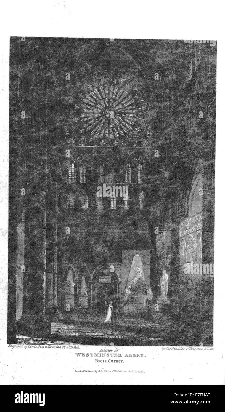 Brayley(1820) p4.017 - Interno dell'Abbazia di Westminster, Poets Corner Foto Stock