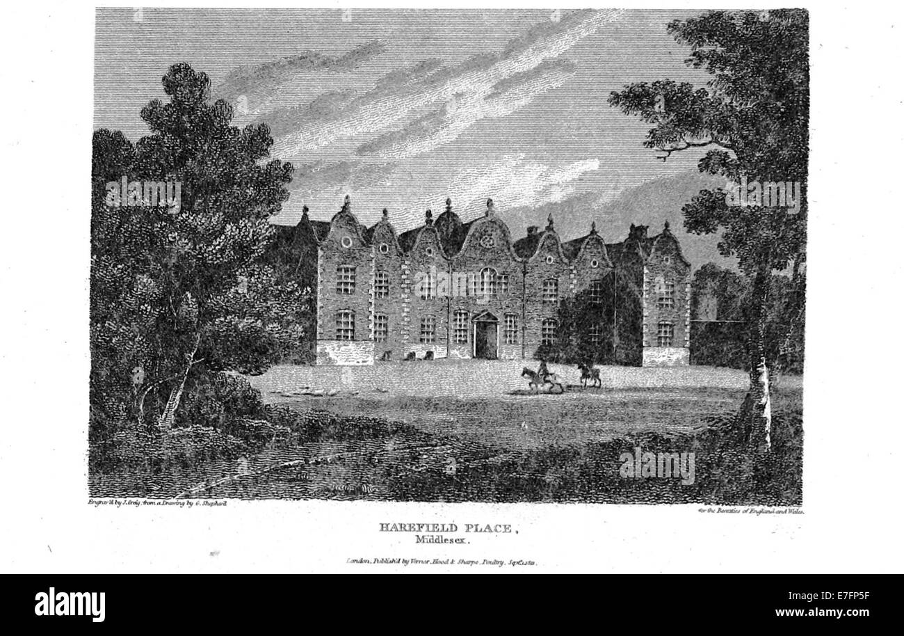 Brayley(1820) p5.079 - Harefield posto, Middlesex Foto Stock