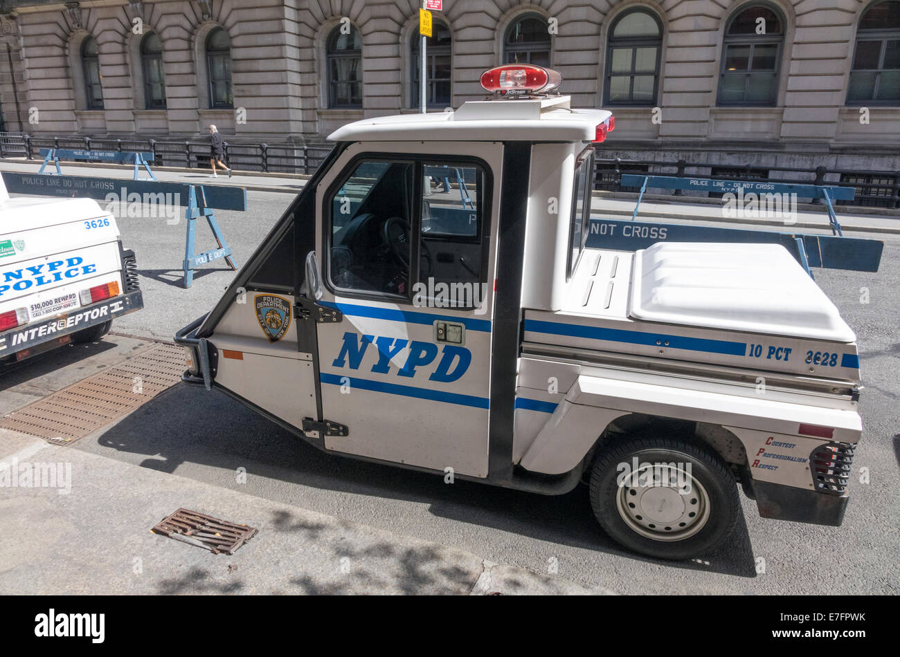 Le 3 ruote scooter del NYPD in New York City è un piccolo veicolo utilizzato per un uomo (donna) pattuglie Foto Stock