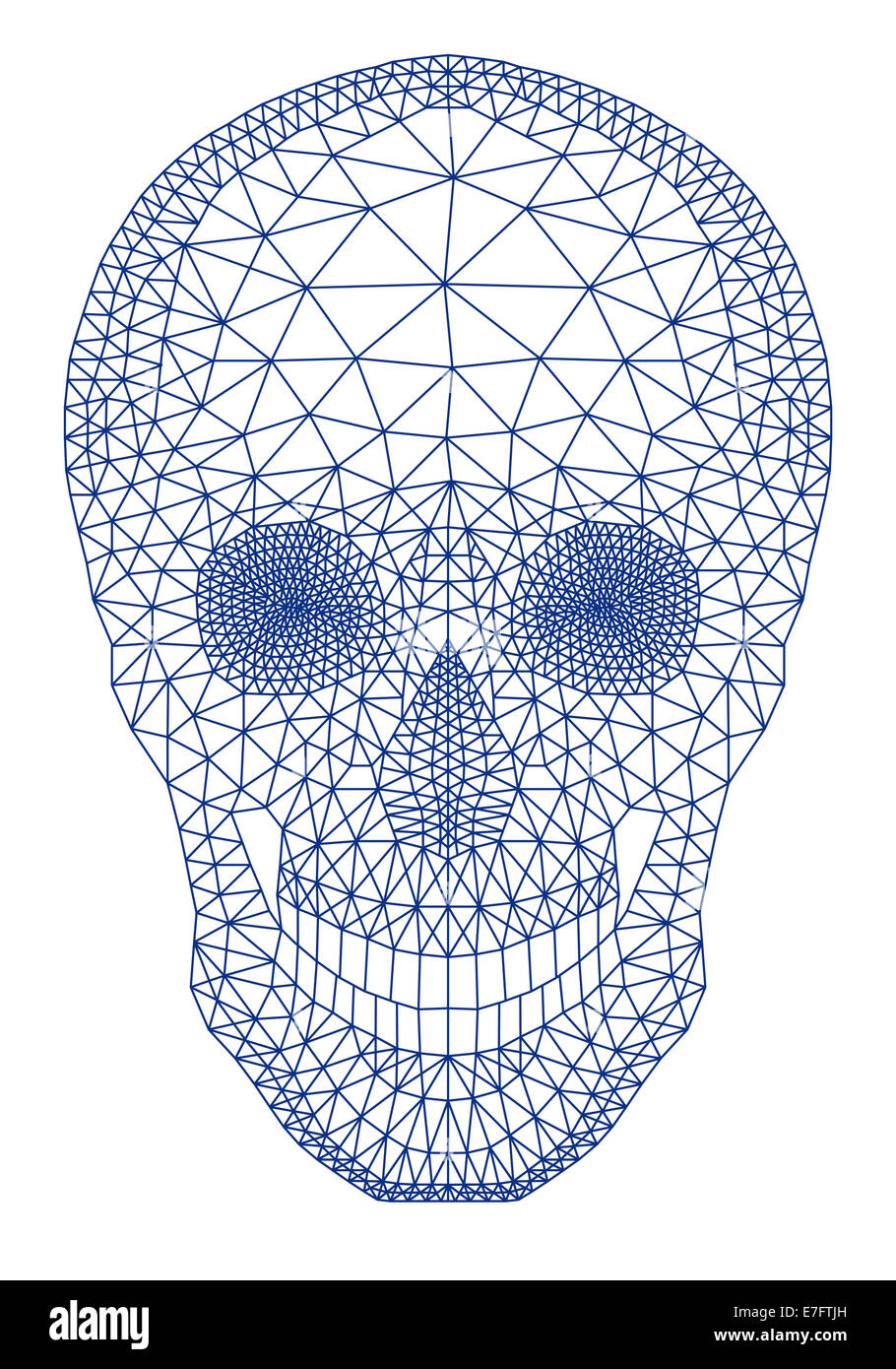 Cranio umano con mesh geometriche pattern, illustrazione vettoriale Foto Stock